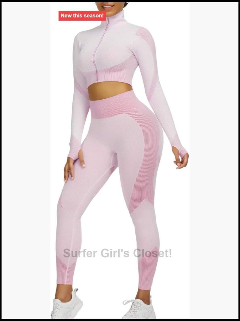 2 Piece Workout Set Long Sleeve High Waist Leggings Crop Top Gym Activewear